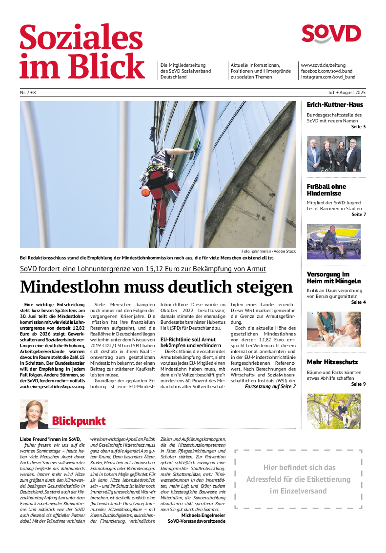 SoVD-Zeitung Juli / August 2025, Ausgabe Bayern Hessen